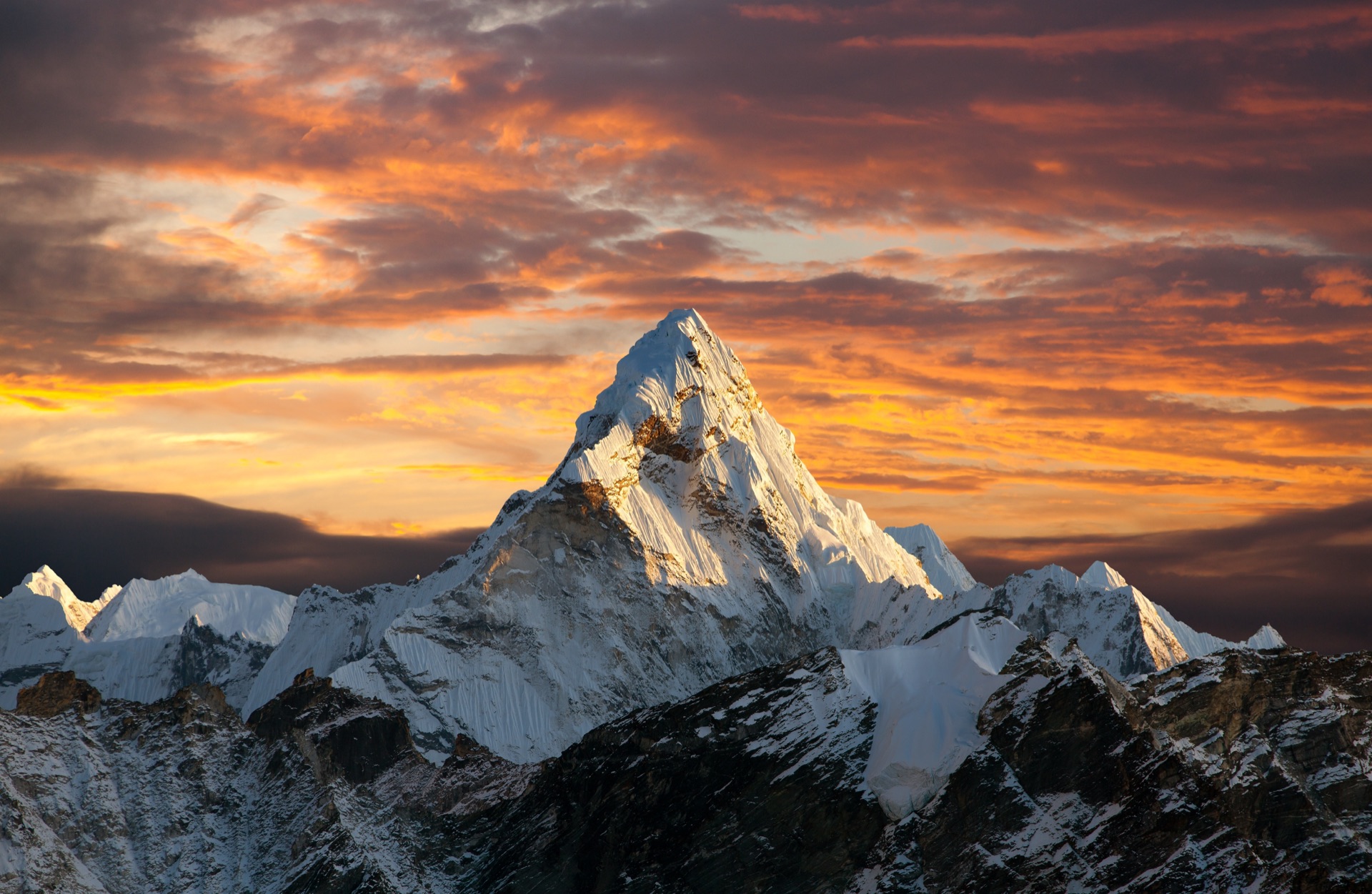 Mountain peak at sunset